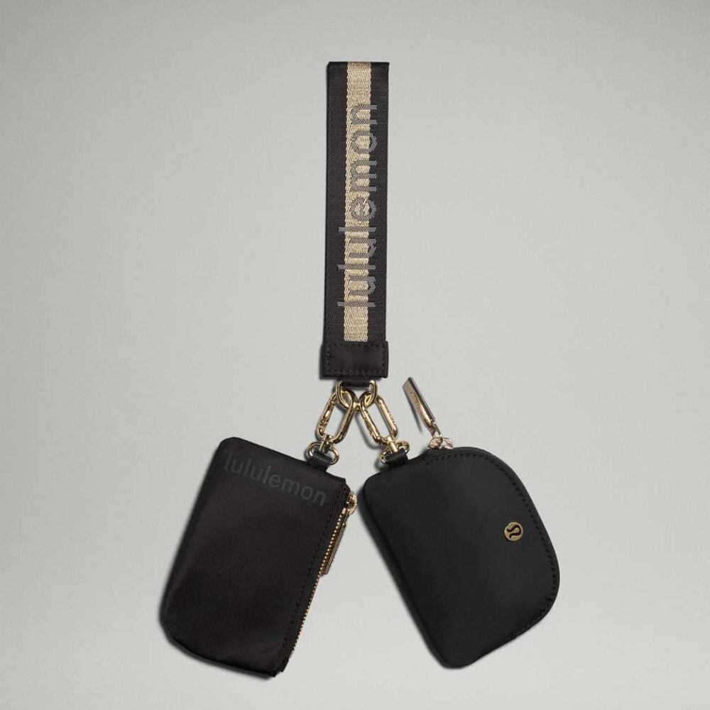 Lululemon Dual Pouch Wristlet Black / Gold - NEW WITH TAGS